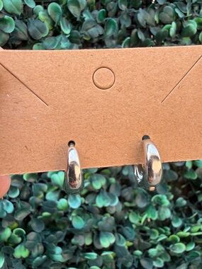 Silver Chunky Huggie Hoop Earrings